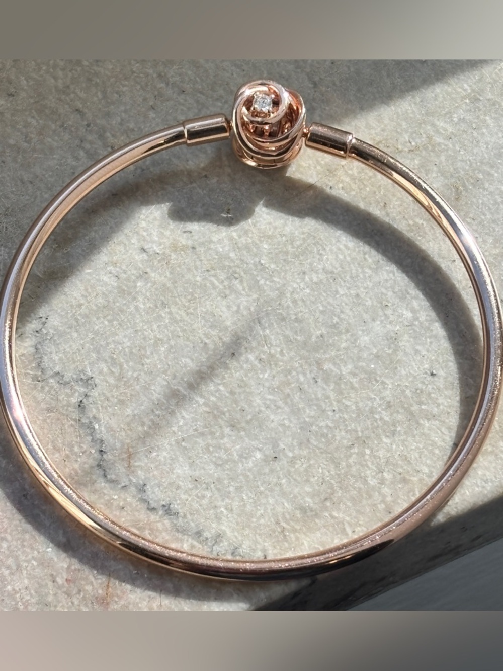 Pandora moments 14k rose gold plated bangle bracelet